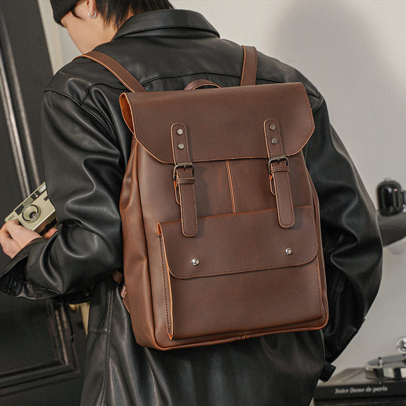 Vintage Men's Leather Backpack - Leather Work Rucksack Mens recension och pris